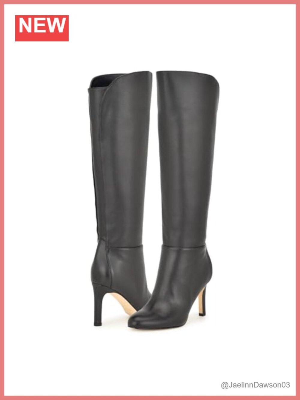 Nine West Sancha Knee-High Stiletto Heeled Boot Almond Toe Zip Closure
